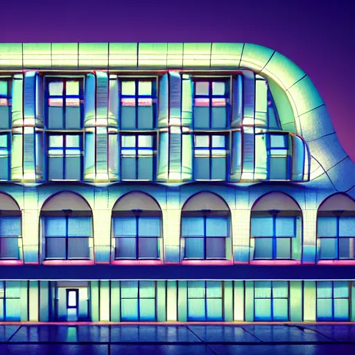 Image similar to freddy mamani silvestre building facade, highly detailed, architectural photo, artstation, 3 d render, 8 k, ultra realistic, lens flare, glow, soft lighting, hyperrealistic, unreal engine, sharp focus, style by wes anderson