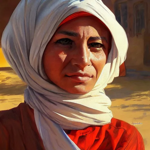 Image similar to a beautiful portrait painting of life in north africa, masterpiece by famous artist nasreddine dinet, artstation