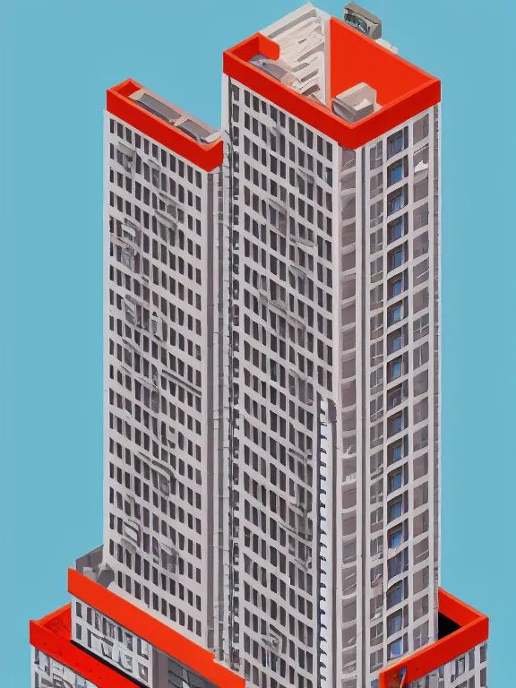 Prompt: Photo of Soviet apartment building, isometric, pixelart