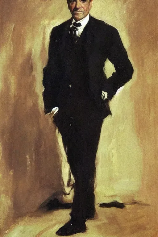 Prompt: “portrait of a young Sean Connery, impeccably dressed, by John singer Sargent”