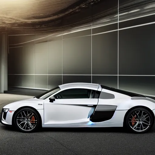 Image similar to photo of a audi r8, hyperrealistic render, advertising photography, studio lighting, 8k,