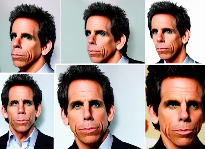 Image similar to a collage of Ben Stiller blue steel