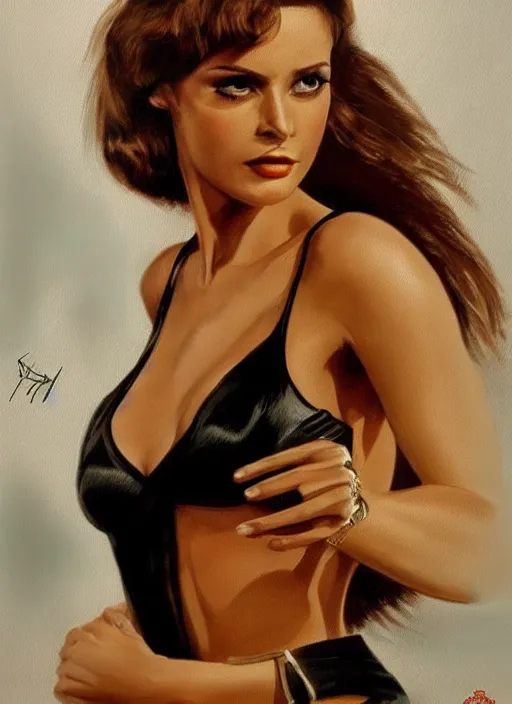 Prompt: portrait photo of a gorgeous young valery kaufman as Bond Girl in James Bond movie, with intricate detailed in the style of stefan kostic realistic sharp