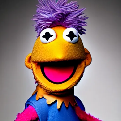 Image similar to studio portrait still of muppet!!!!! david bowie alladin sane!!!!!! as a muppet muppet as a muppet, 8 k, studio lighting, key light,