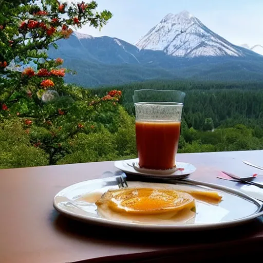 Image similar to beautiful breakfast with mountain view