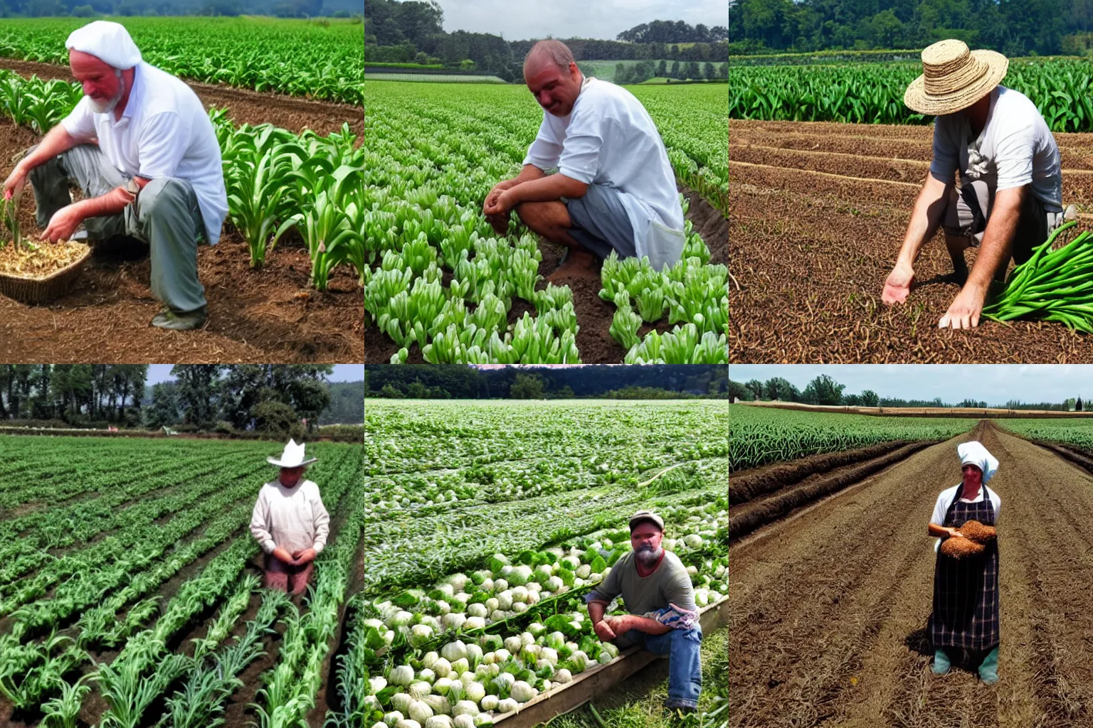 Prompt: A garlic farmer