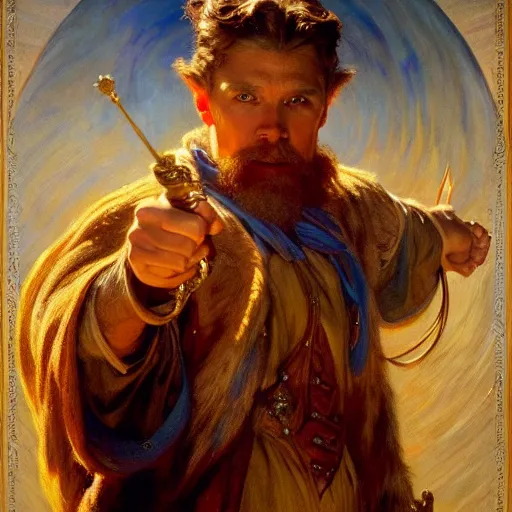 Image similar to powerful wizard. highly detailed painting by gaston bussiere and j. c. leyendecker 8 k