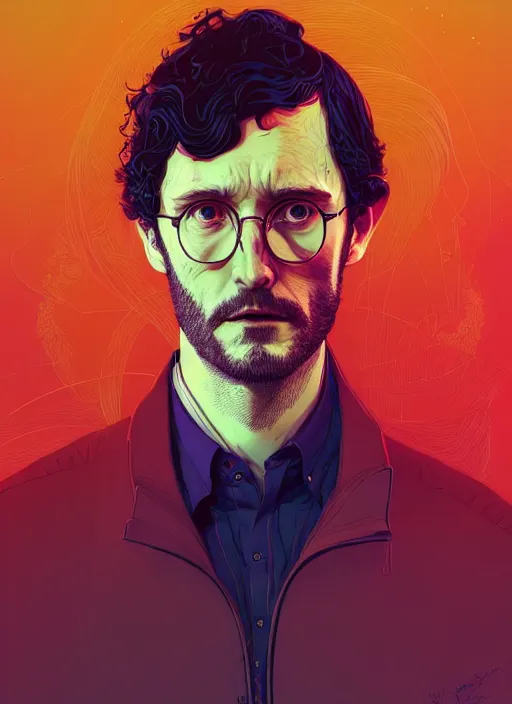 Prompt: portrait of will graham, artstation winner by victo ngai, kilian eng and by jake parker, by conrad roset, swirly vibrant color lines, winning award masterpiece, fantastically gaudy, aesthetic octane render, 8 k hd resolution