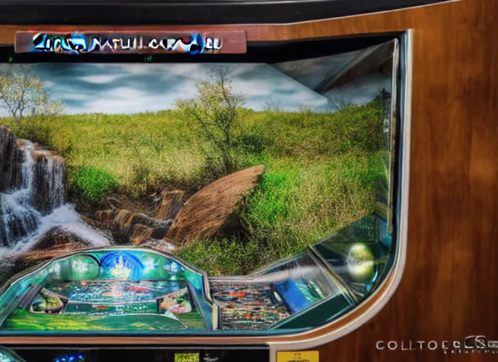 Prompt: nature photography of a wild pinball in it's natural habitat, national geography, award winning photo, realistic photo, 4 k, 8 k