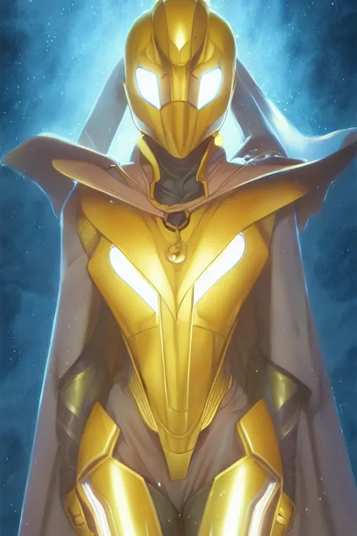 Image similar to anime key visual of a beautiful young female doctor fate!! intricate, cape, glowing, powers, dc comics, cinematic, stunning, highly detailed, digital painting, artstation, smooth, hard focus, illustration, art by artgerm and greg rutkowski and alphonse mucha