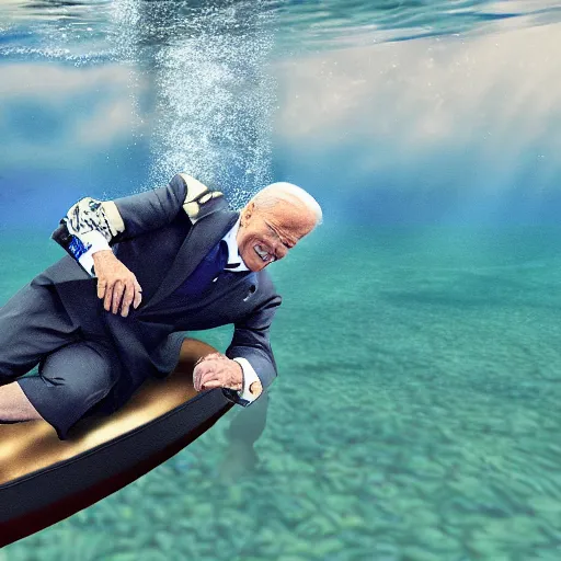 Image similar to president biden riding a fish underwater, ultra realistic, 8 k, ultra details, highly detailed face, sharp focus