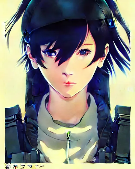 Image similar to girl wearing tactical gear | | very very anime!!!, fine - face, audrey plaza, realistic shaded perfect face, fine details. anime. realistic shaded lighting poster by ilya kuvshinov katsuhiro otomo ghost - in - the - shell, magali villeneuve, artgerm, jeremy lipkin and michael garmash and rob rey