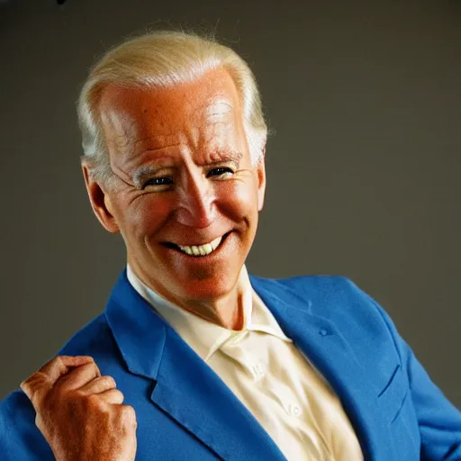 Prompt: cookie monster as joe biden. 3 5 mm. f 2. 8. award winning photograph. taken by annie leibovitz