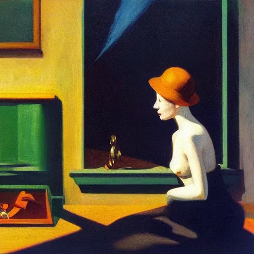 Image similar to The dog and the jewelry by Edward hopper