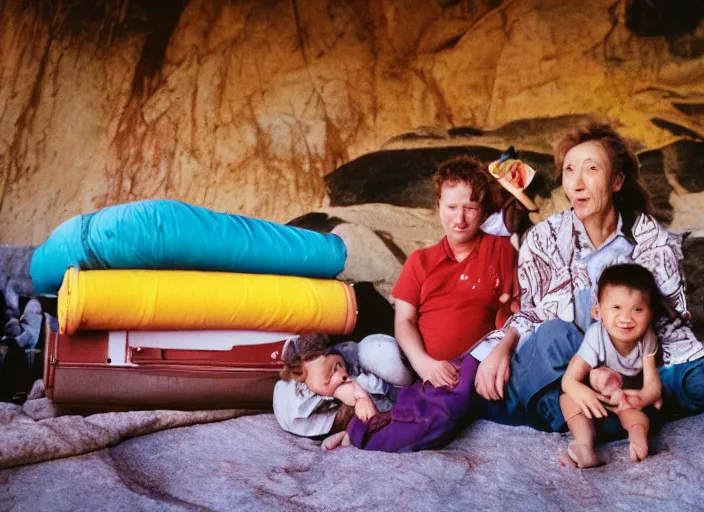 Image similar to photo of the family vacation in most liminal space in the world, fujifilm velvia 5 0, color photography, sigma 2 8 mm