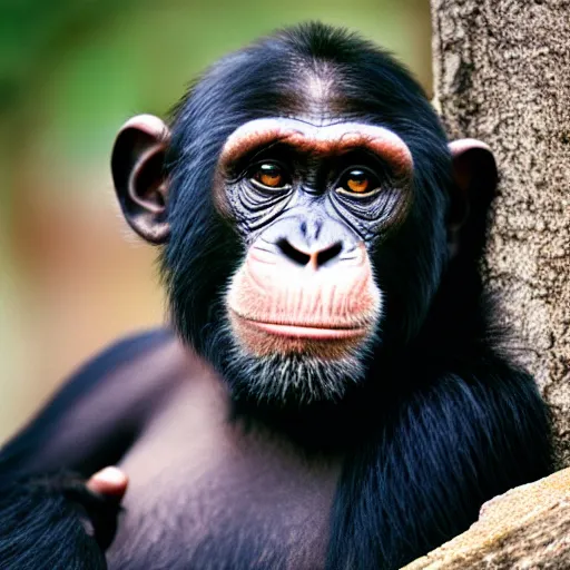 Prompt: a chimp using a leica M6 camera