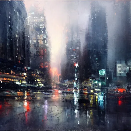 a new york cityscape painting by jeremy mann, dripping Stable Diffusion