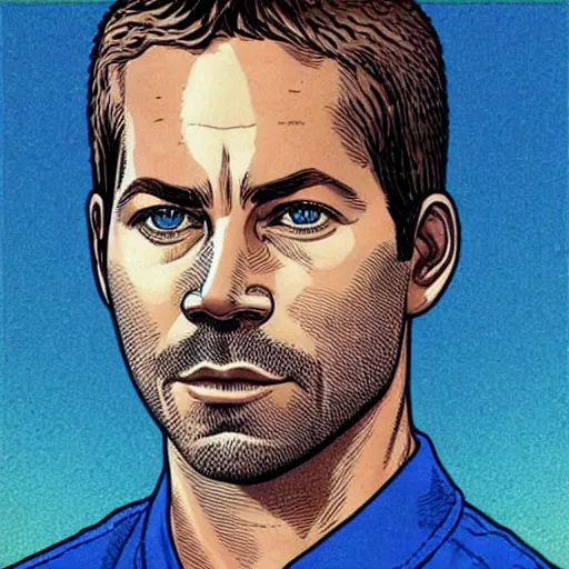 Image similar to “ paul walker retro minimalist portrait by jean giraud, moebius starwatcher comic, 8 k ”