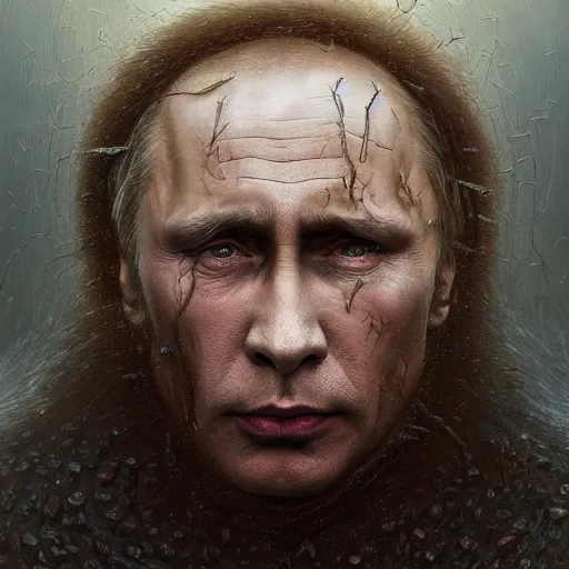 Image similar to a portrait of vladimir putin's whole face made of worms and maggots, macabre, horror, by donato giancola and greg rutkowski and wayne barlow and zdzisław beksinski, realistic face, visible face, digital art, artstation, symmetry