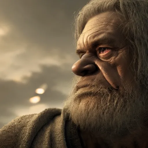 Image similar to the hulk starring as gandalf in lord of the rings, high detail shot, smoking, render, cgsociety, photorealism