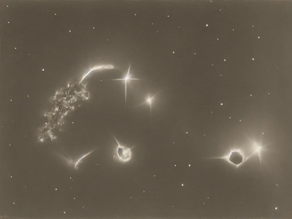 Image similar to Asteroid kissing comet. Painting by Georgia O'Keefe, Karl Blossfeldt