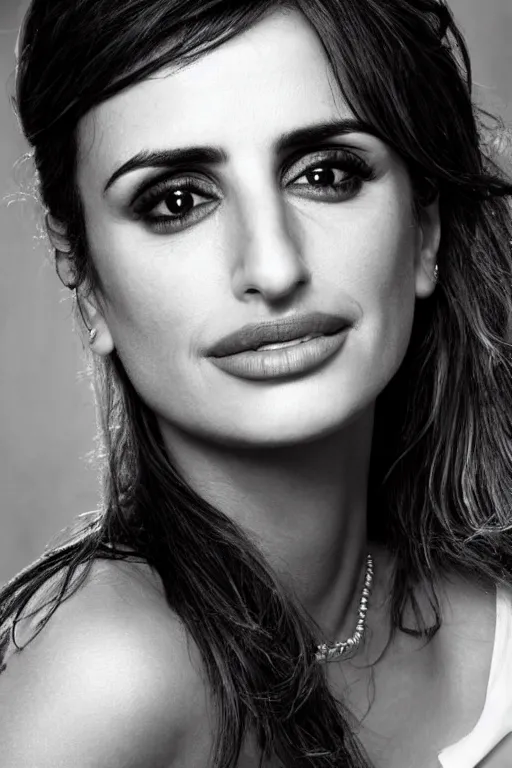 Image similar to photo portrait of penelope cruz, realistic, black and white