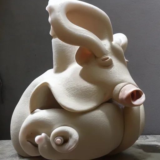 Image similar to sculpture of a pig - octopus, work in progress, neo - expressionism