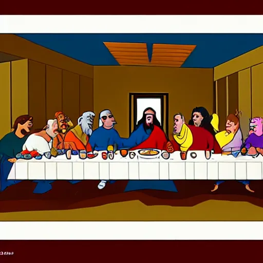 Prompt: the last supper, by Hanna-Barbera