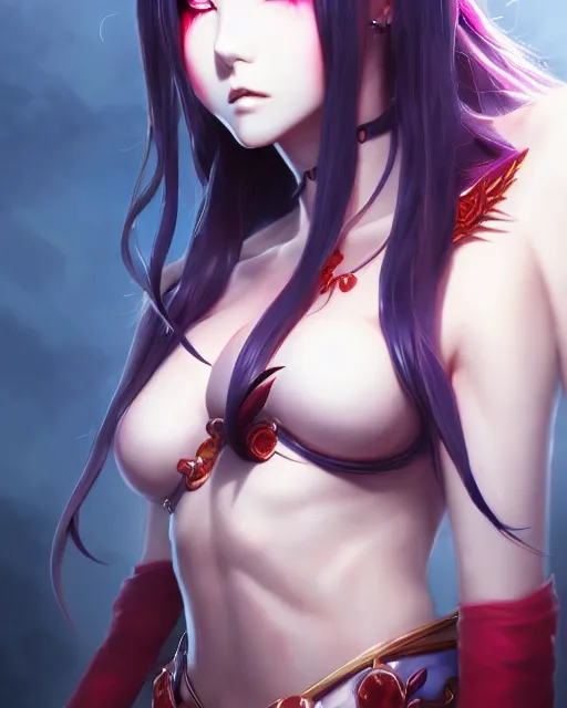 Image similar to character concept art of an anime goddess of pain | | cute - fine - face, pretty face, realistic shaded perfect face, fine details by stanley artgerm lau, wlop, rossdraws, james jean, andrei riabovitchev, marc simonetti, and sakimichan, tranding on artstation