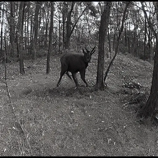 Prompt: a cryptid shot on a trailcam