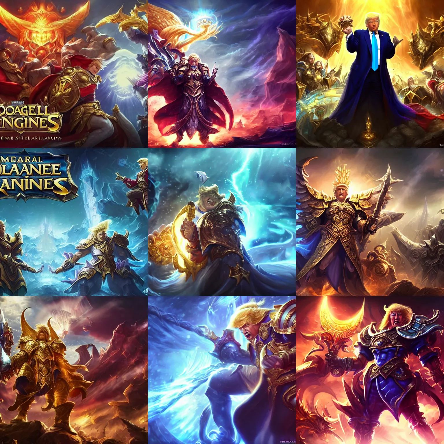 Prompt: Donald Trump as the god-emperor of mankind, League of Legends amazing splashscreen artwork, splash art, natural light, elegant, intricate, fantasy, atmospheric lighting, league of legends splash art, hd wallpaper, ultra high details