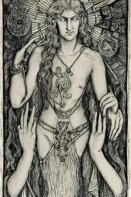 Prompt: realistic medieval etching, intrincate detail, clear cross hatching, detailed faces. by austin osman spare, occult art, alchemical diagram