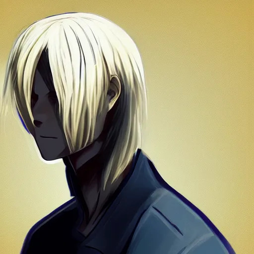 Image similar to portrait of an alpha male blond anime character, ultra realistic brush painting, profile picture