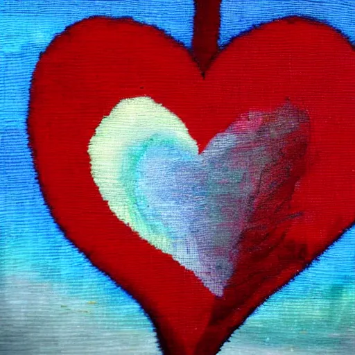 Image similar to thread painting of a beating heart