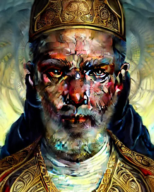 Prompt: realistic wide angle portrait of a bishop, heroic pose, beautiful face, full body, dramatic lighting, intricate, wild, highly detailed, digital painting, artstation, concept art, smooth, sharp focus, illustration, art by artgerm and greg rutkowski and alphonse mucha, footage from space camera