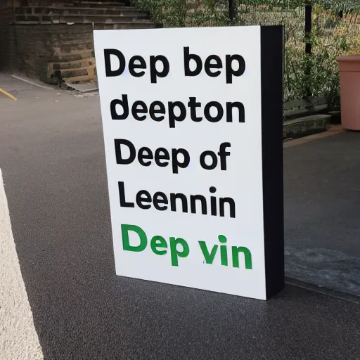 Image similar to a sign that says deep learning