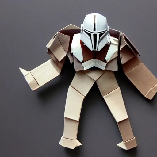 Prompt: mandalorian origami, highly detailed