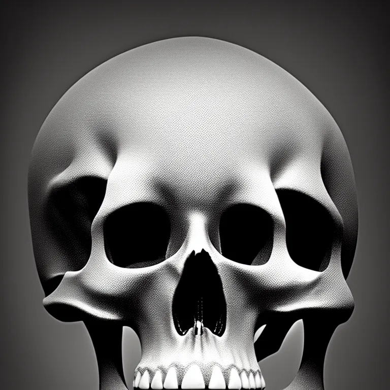 Image similar to black and white light 3D geometry, skull, matte bright highly detailed, poetic, 3D render, digital art, octane render, 8K artistic photography, photo-realistic, by Dora Maar