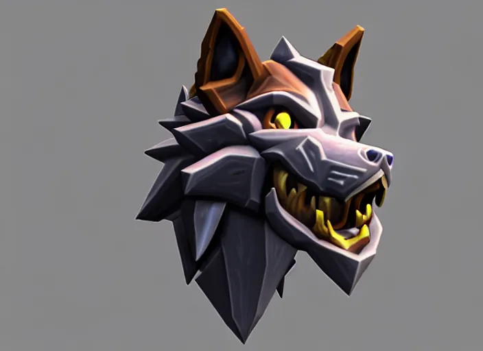 Image similar to wolf head, stylized stl, 3 d render, activision blizzard style, hearthstone style