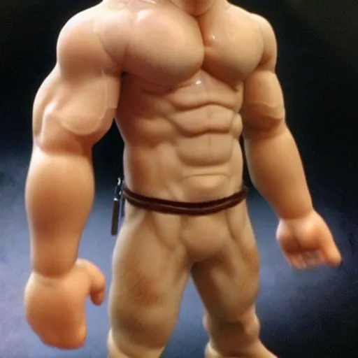 Image similar to TechnoViking male with no shirt, large muscles, bald head, dirty-blonde extended goatee, necklace chibi as a Funko Pop