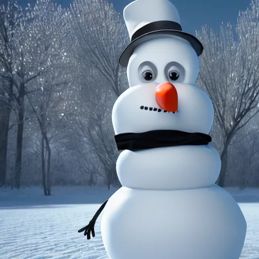 Image similar to a highly detailed humanoid snowman in business suit with black eyes and mouth, no nose, hyperrealism, professional, octane render, full length, digital art