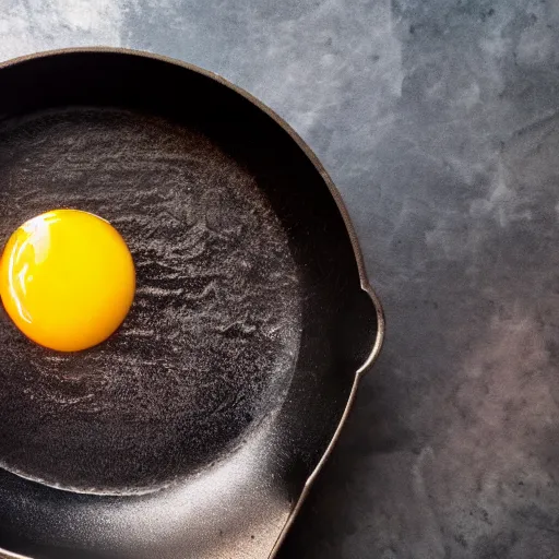 Prompt: Making sunny-side up eggs on a pan on magma flowing out of volcano, realistic, breathtaking, highly detailed