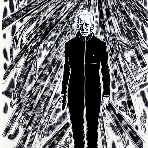 Image similar to Joe Biden looking sinister, by Tsutomu Nihei, highly detailed