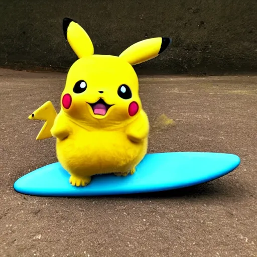 Image similar to chubby pikachu surfing