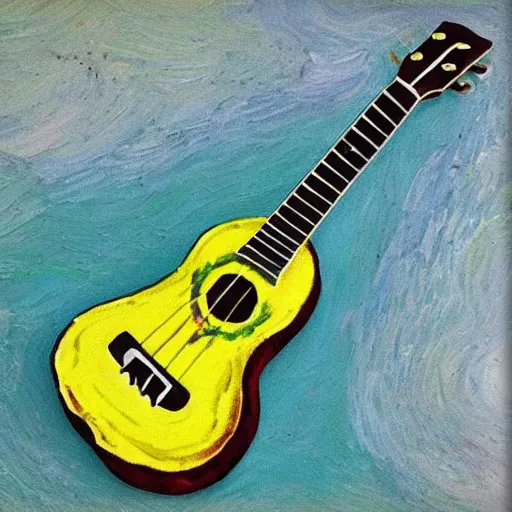 Image similar to avocado ukulele painted by van gogh