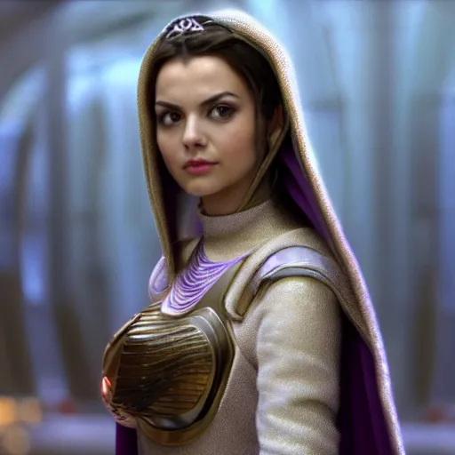 Image similar to victoria justice as princess padme in star wars episode 3, 8 k resolution, cinematic lighting, anatomically correct