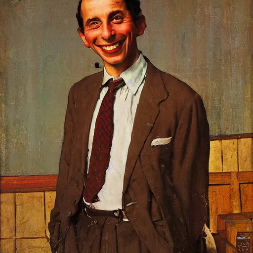Image similar to portrait of yossi benayoun smiling by norman rockwell