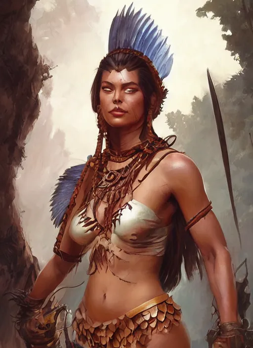 Image similar to A beautiful digital painting of an amazonian warrior, by Stanley Artgerm Lau, frank frazetta, Rossdraws, James Jean, gerald brom, Andrei Riabovitchev, Marc Simonetti, and Sakimichan, trending on artstation, SFW version