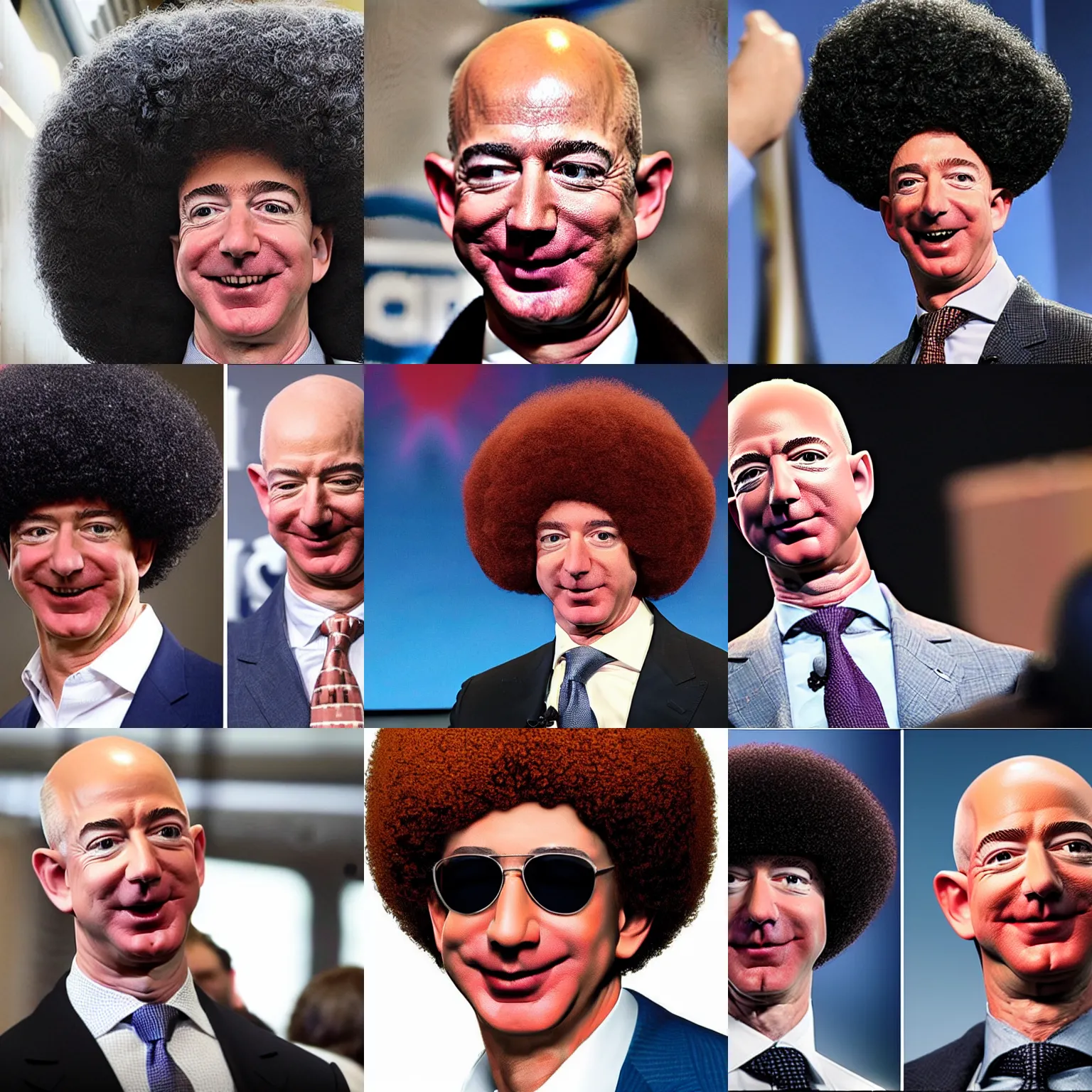 Prompt: jeff bezos wearing an afro wig