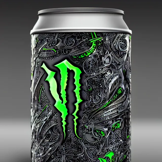 Image similar to aluminian can of monster energy drink, intricate and elegant, highly detailed, digital painting, artstation, concept art, smooth and sharp focus, illustration